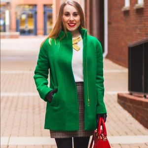 J.Crew Kelly Green City Coat with Tortoiseshell